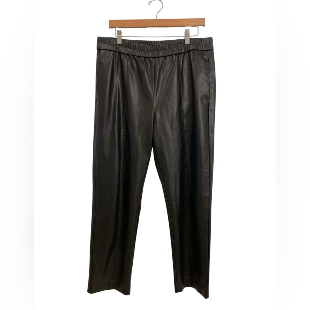 Ann Taylor Black Faux Leather Ankle Pants Size Large